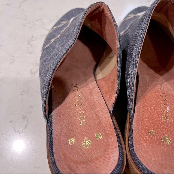 MUSSE & CLOUD Denim Southwestern Embroidered Almond Toe Mules Size US 8 - Picture 6 of 12